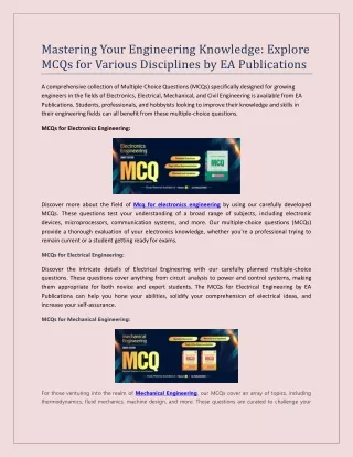 Mastering Your Engineering Knowledge Explore MCQs for Various Disciplines by EA Publications