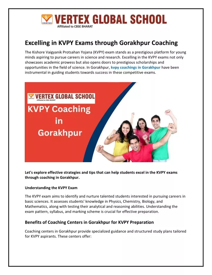excelling in kvpy exams through gorakhpur coaching