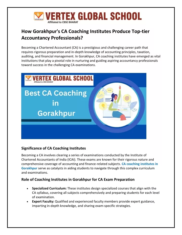 how gorakhpur s ca coaching institutes produce