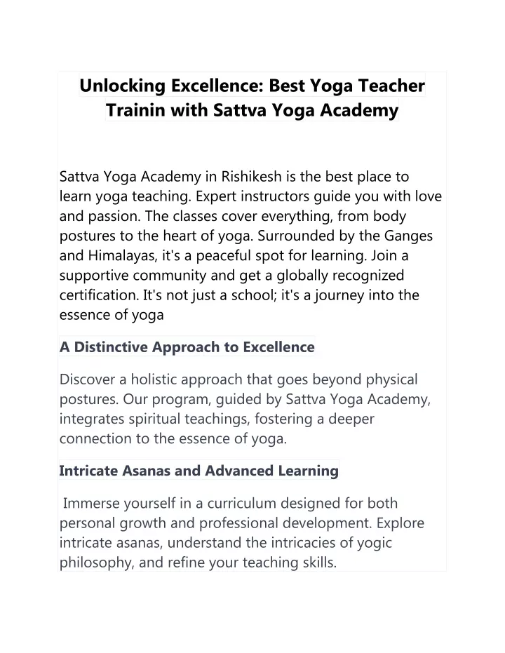 unlocking excellence best yoga teacher trainin