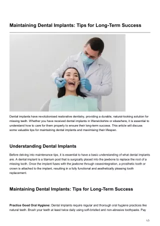 Maintaining Dental Implants Tips for Long-Term Success