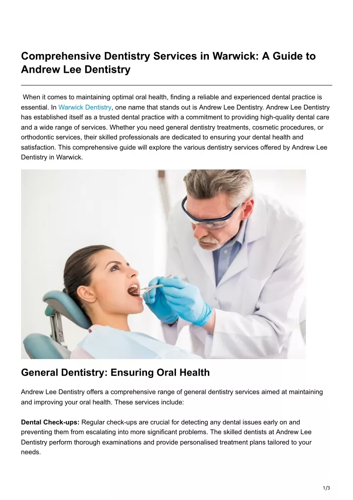 comprehensive dentistry services in warwick