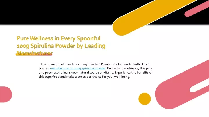 pure wellness in every spoonful 100g spirulina powder by leading manufacturer