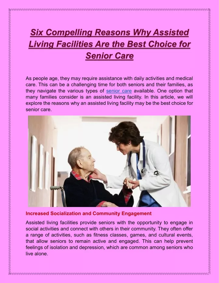 six compelling reasons why assisted living