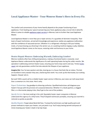Local Appliance Master - Your Monroe Home's Hero in Every Fix