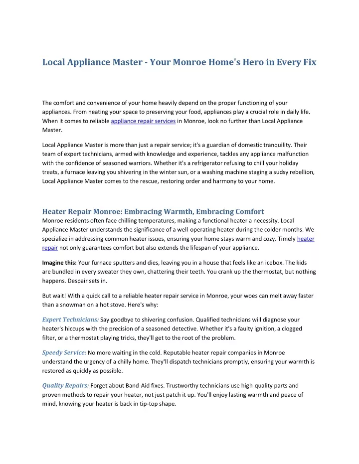 local appliance master your monroe home s hero