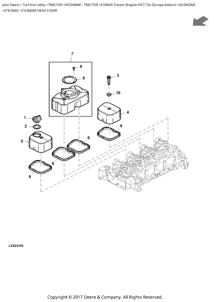 PPT John Deere 5100GN Tractor (Engine F4C) T3A (Europe Edition) Parts Catalogue Manual (PC4818