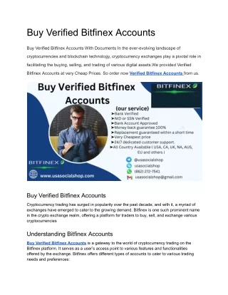 Buy Verified Bitfinex Accounts