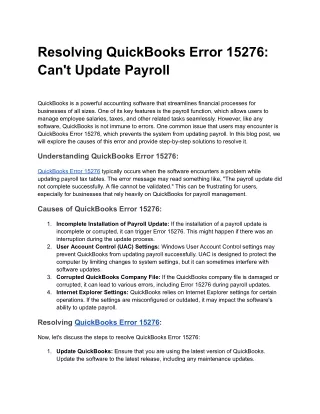 Resolving QuickBooks Error 15276_ Can't Update Payroll