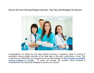 How to Ace Your Nursing College Interview : Top Tips and Strategies for Success