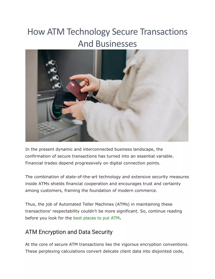 how atm technology secure transactions