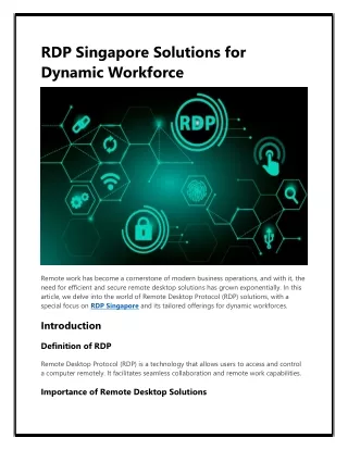 RDP Singapore Solutions for Dynamic Workforce