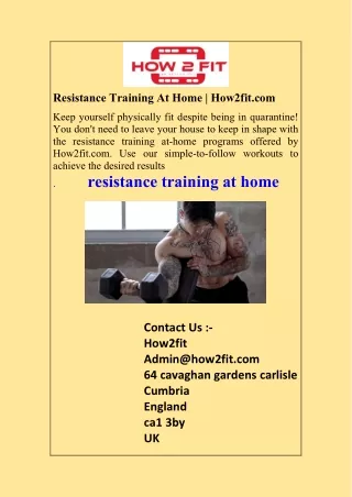 Resistance Training At Home  How2fit.com