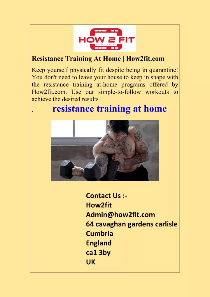 resistance training at home how2fit com