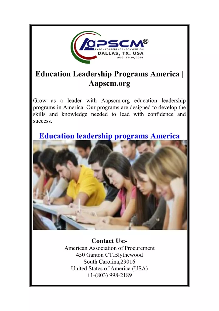 education leadership programs america aapscm org