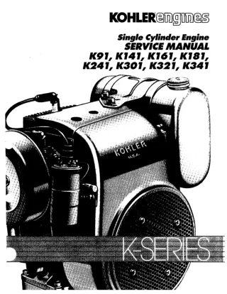 Kohler K321 Single Cylinder Engine Service Repair Manual