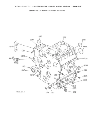 Kubota B1220D Tractor Parts Catalogue Manual (Publishing ID BKIDA5001)