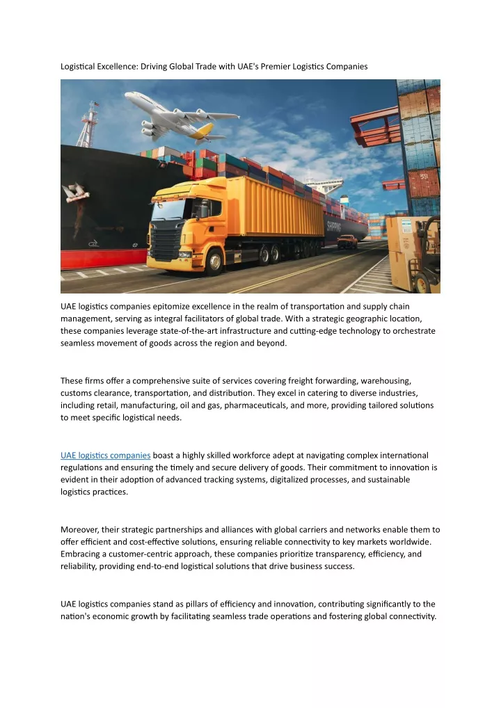 logistical excellence driving global trade with