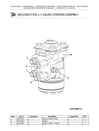 JCB 930-2 Rough Terrain Forklift Parts Catalogue Manual (Serial Number 02228490-02229508)