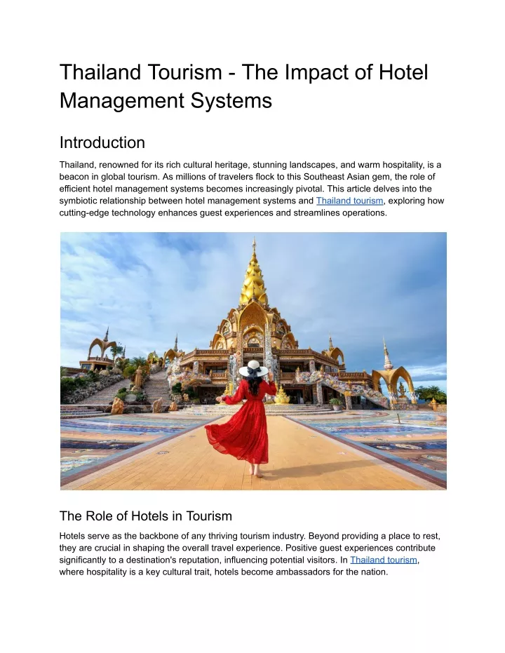 thailand tourism the impact of hotel management