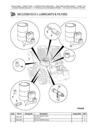 JCB 1110 Robot Parts Catalogue Manual (Serial Number  01291500-01294999)