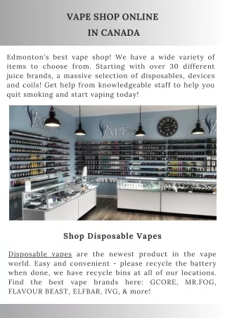 Vape Shop Online  in Canada