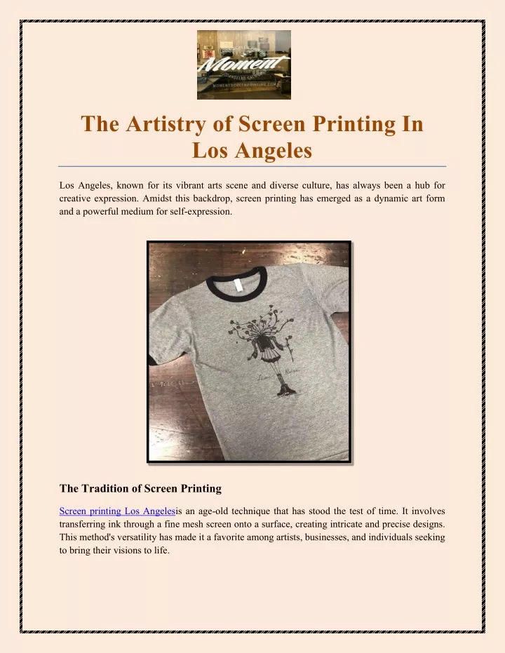 the artistry of screen printing in los angeles