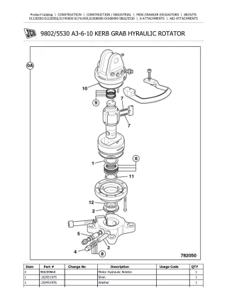 JCB 8025ZTS Mini Crawler Excavator Parts Catalogue Manual (Serial Number 01226500-01228500)