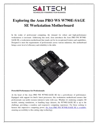 Exploring the Asus PRO WS W790E-SAGE SE Workstation Motherboard