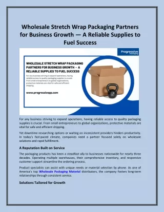 Wholesale Stretch Wrap Packaging Partners for Business Growth