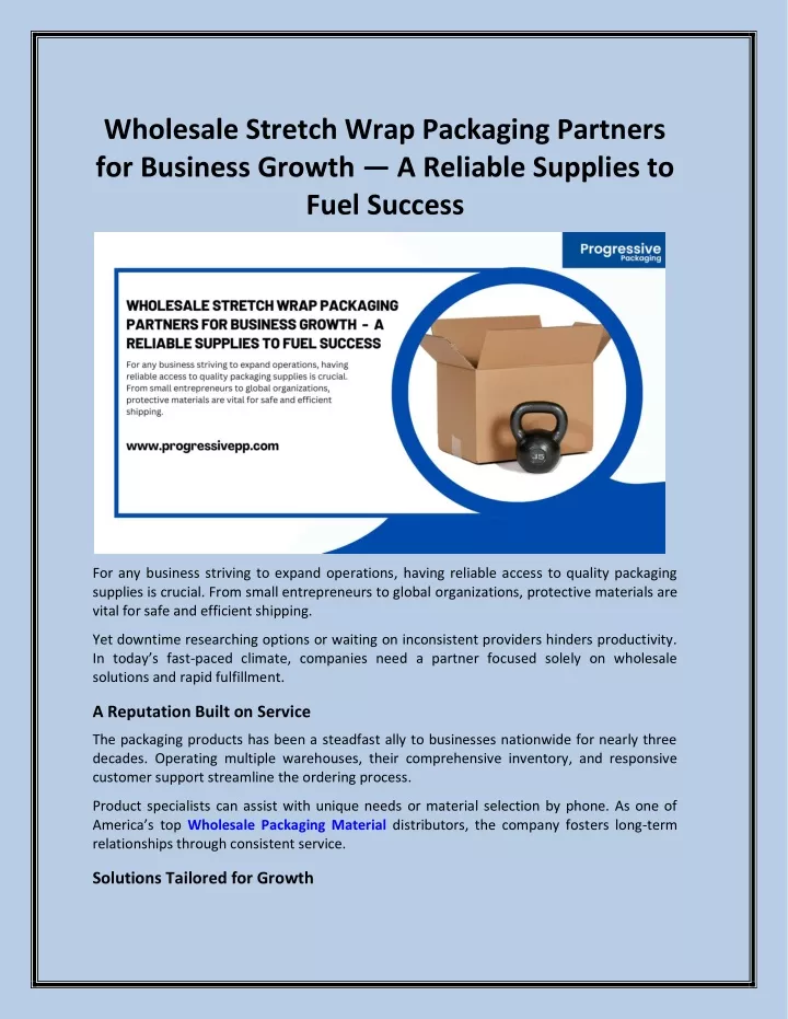 wholesale stretch wrap packaging partners