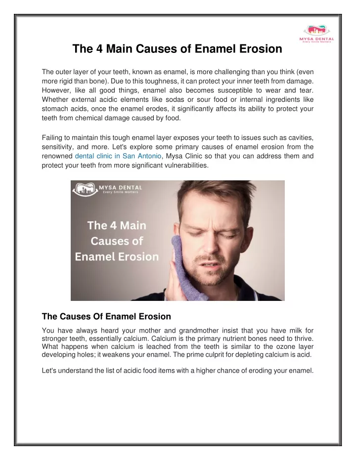 the 4 main causes of enamel erosion