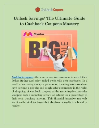 Unlock Savings The Ultimate Guide to Cashback Coupons Mastery