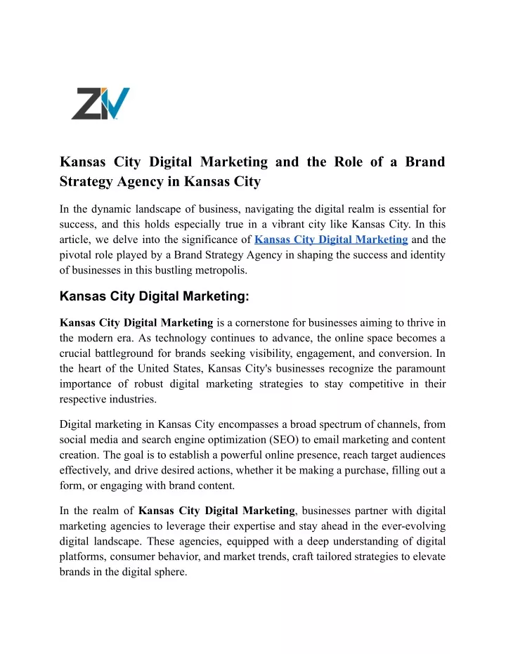 kansas city digital marketing and the role