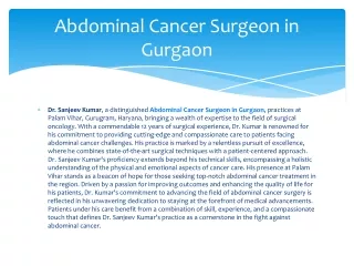 Abdominal Cancer Surgeon in Gurgaon