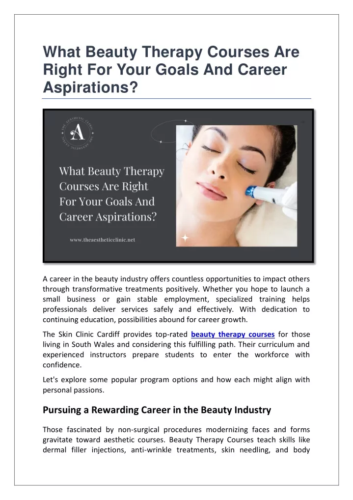 PPT What Beauty Therapy Courses Are Right For Your Goals And Career   What Beauty Therapy Courses Are Right For Your N 