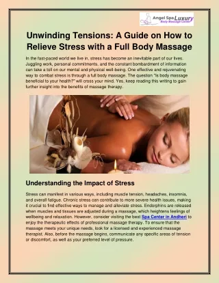 unwinding tensions a guide on how to relieve