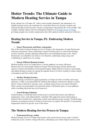 Heating Service in Tampa, FL