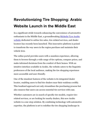 ARABIC MICHELIN MIDDLE EAST - Shop Tyres Online