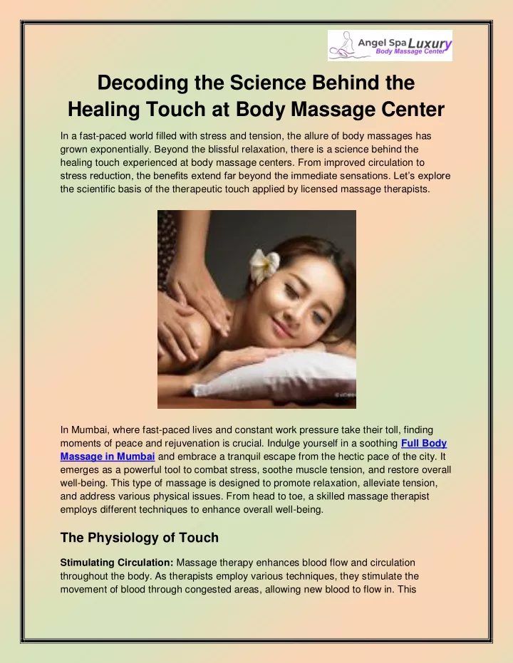 decoding the science behind the healing touch