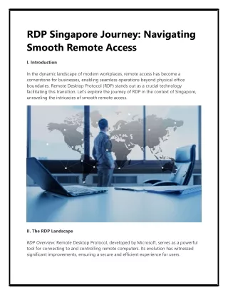 RDP Singapore Journey: Navigating Smooth Remote Access