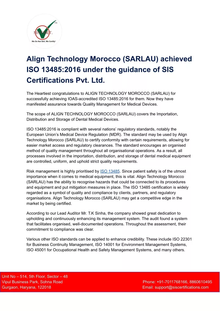 align technology morocco sarlau achieved