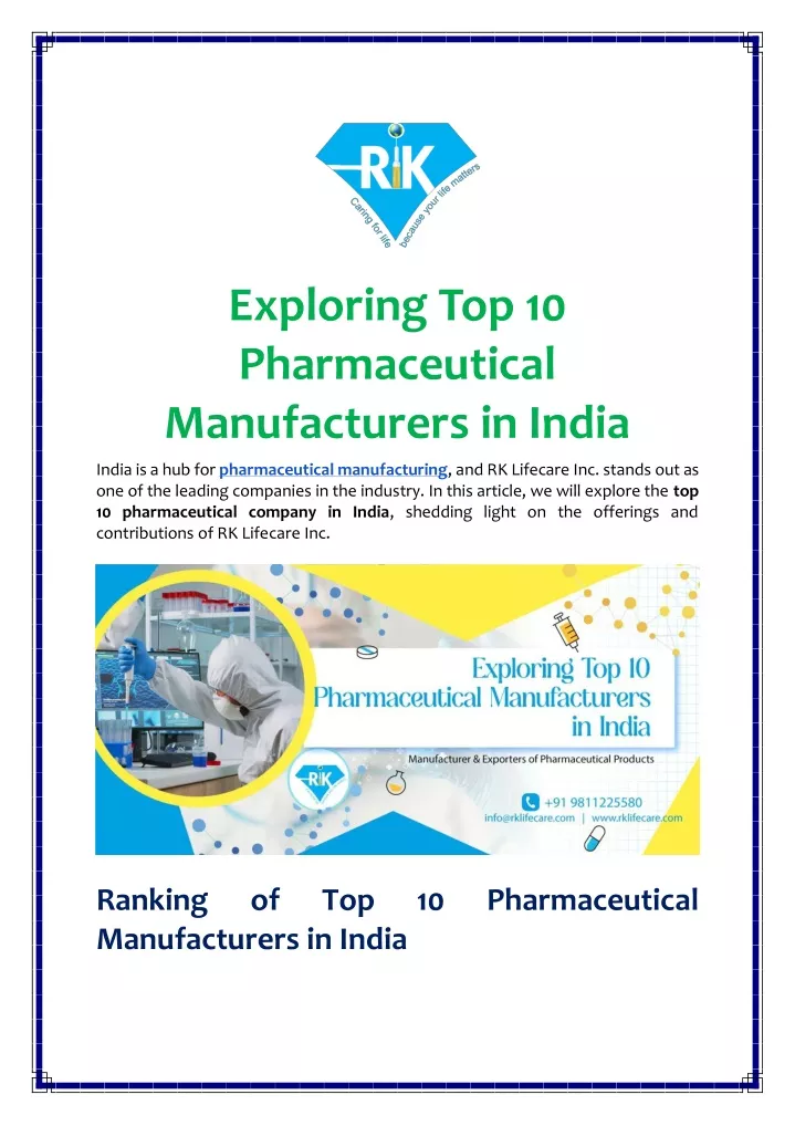 exploring top 10 pharmaceutical manufacturers