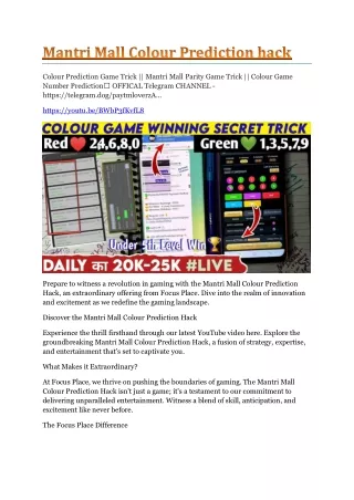 colour prediction game trick mantri mall parity