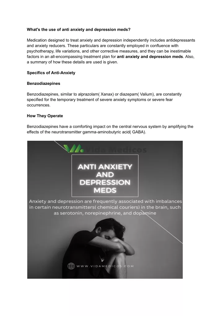 what s the use of anti anxiety and depression meds
