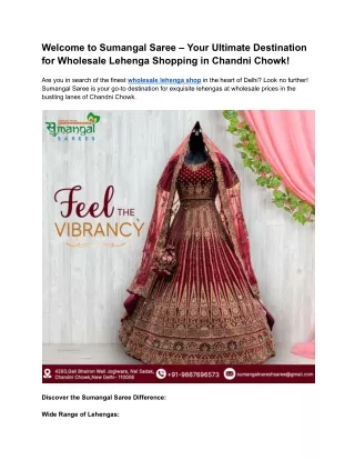 Welcome to Sumangal Saree – Wholesale Lehenga Shopping in Chandni Chowk