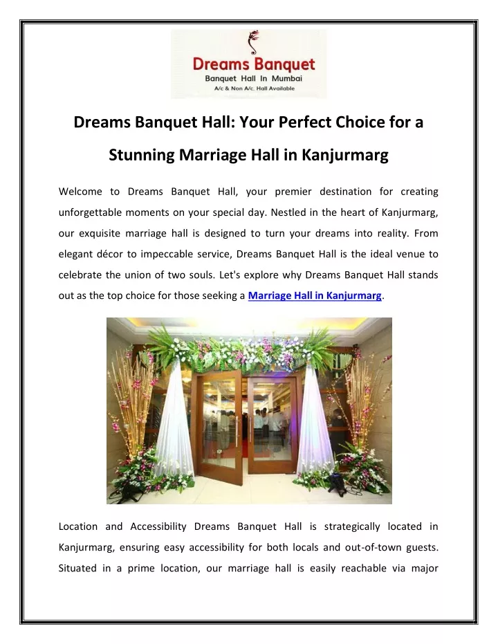 dreams banquet hall your perfect choice for a