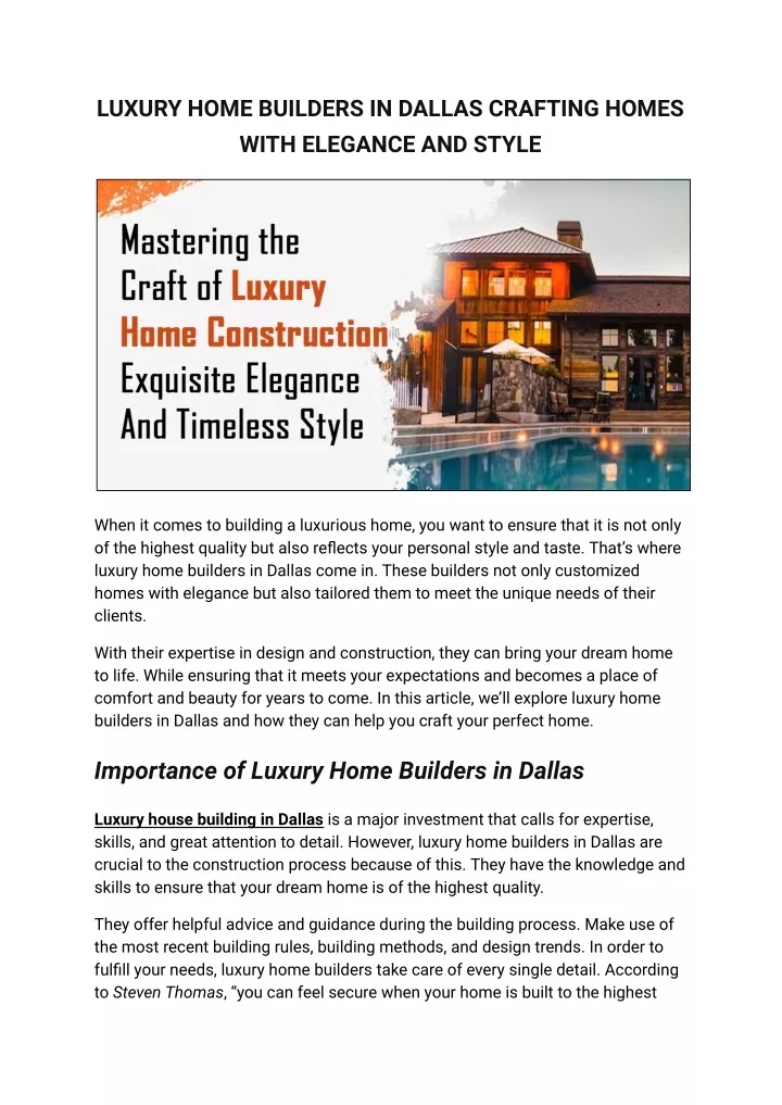 luxury home builders in dallas crafting homes