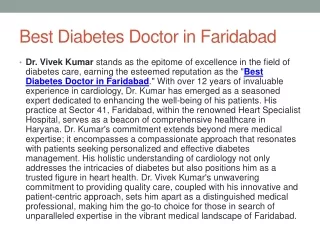 Best Diabetes Doctor in Faridabad