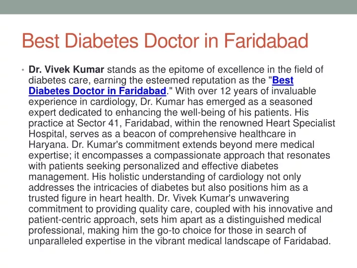 best diabetes doctor in faridabad